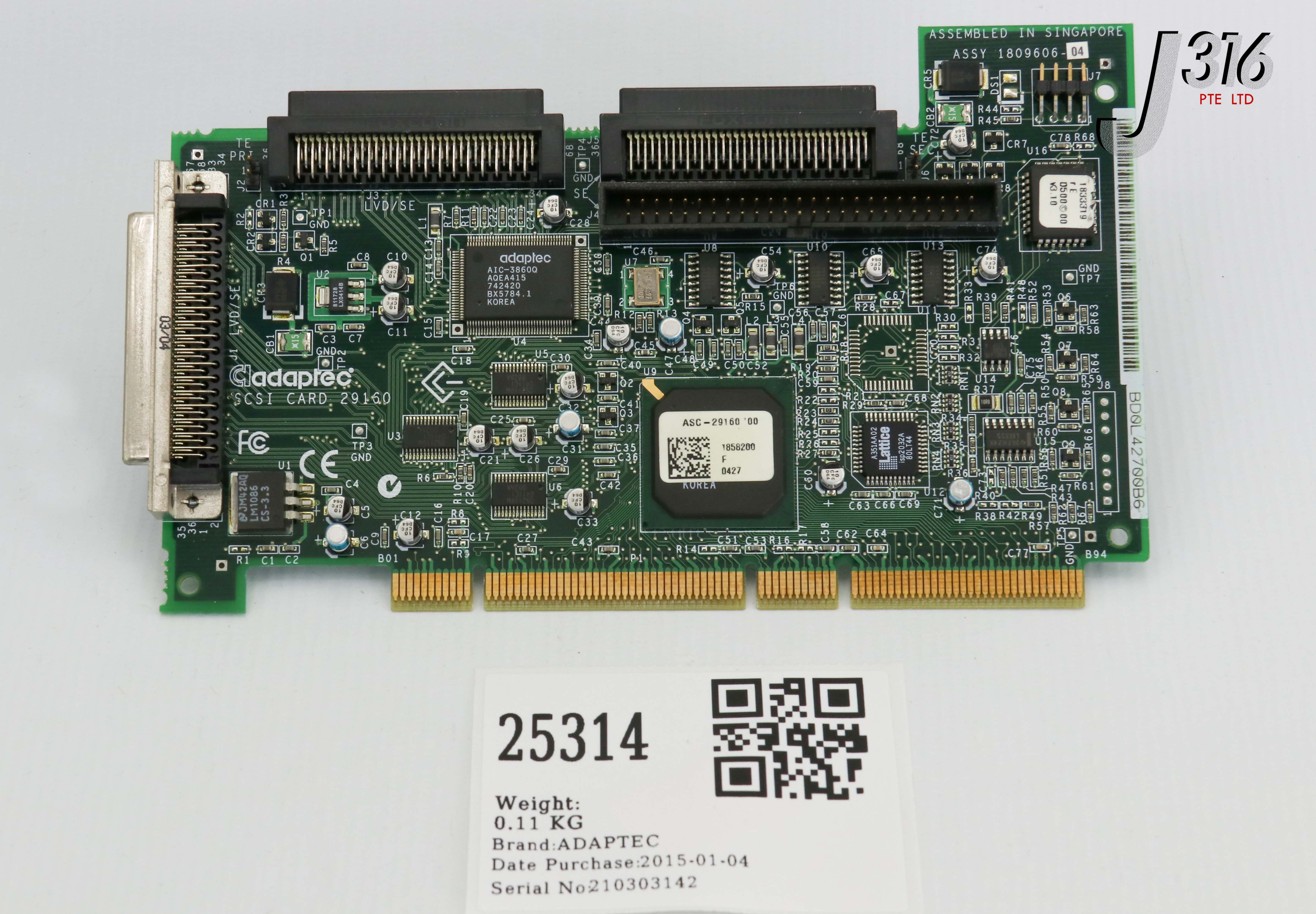 25314 ADAPTEC PCB, SCSI CARD 29160 1809606-04